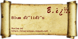 Blum Éliás névjegykártya